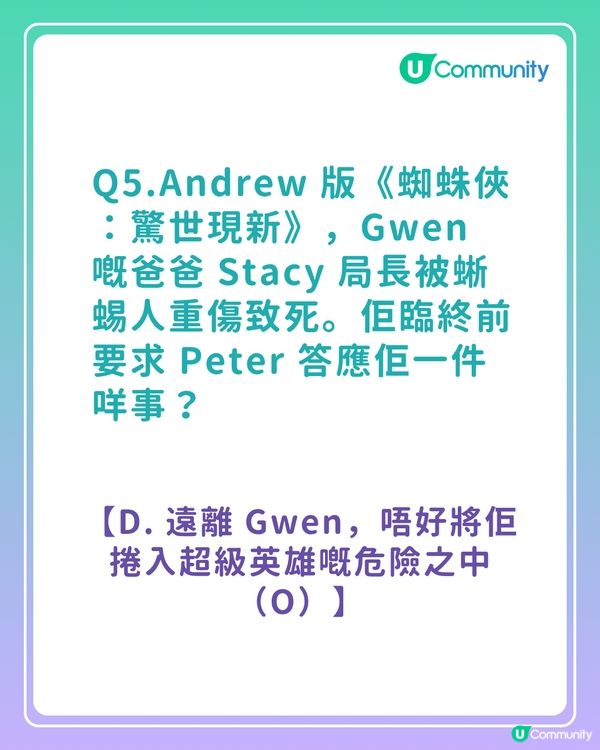 答案大公開！《蜘蛛俠真人版電影》粉絲問答挑戰賽！你答啱幾多題？