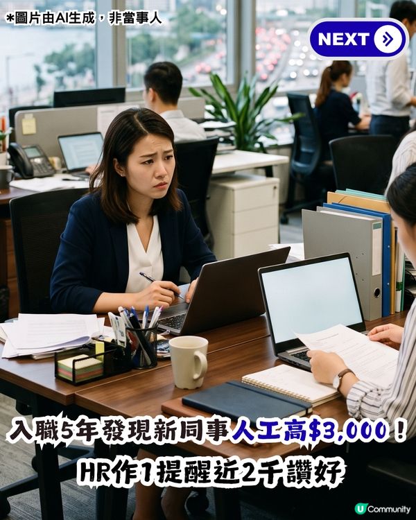 入職5年發現新同事人工高$3,000！HR 1個提醒獲近2千讚好！