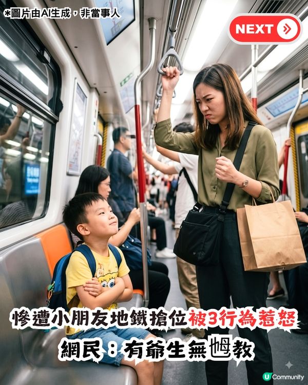 小朋友地鐵爭位！搶贏後3個行為惹怒港人！網民：冇家教！                                                    