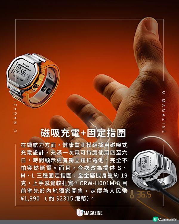 Casio 方形戒指錶迎來全新升級                                                    