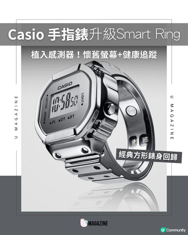 Casio 方形戒指錶迎來全新升級                                                    