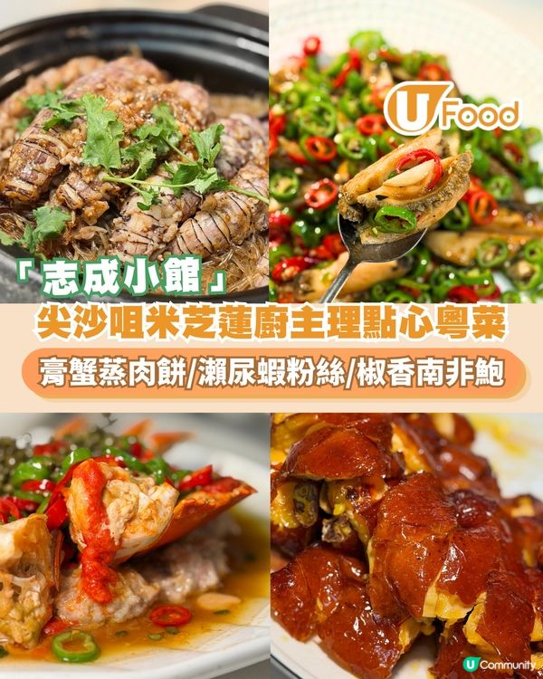 尖沙咀米芝蓮廚主理點心粵菜館 膏蟹蒸肉餅/瀨尿蝦粉絲/椒香南非鮑