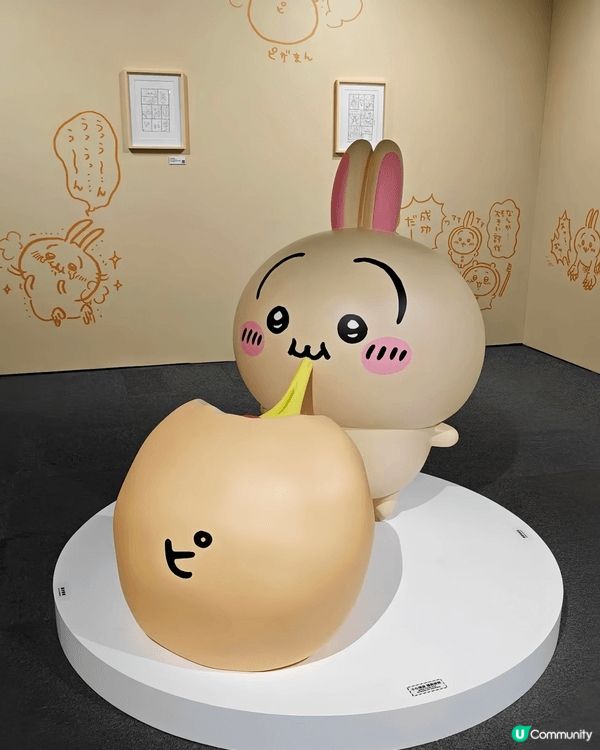 相片拍攝於Chiikawa主題展，圖中係獨特長髮造型嘅烏薩奇...