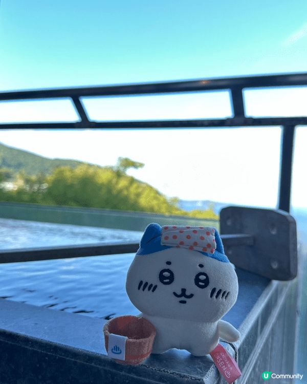 小八頭頂著小毛巾，陪我一齊去嘆日本唔同的溫泉♨️ 爽呀😌