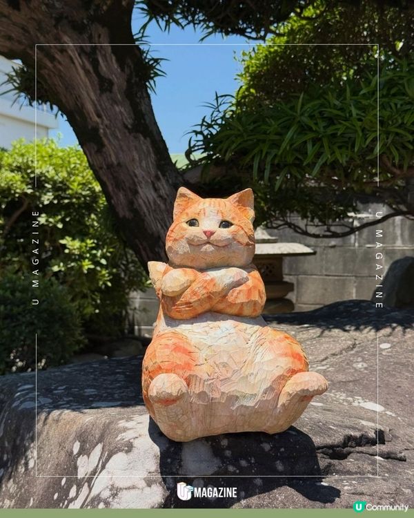 日本藝術家將木材雕刻成擬人化喵星人｜留天然木紋、展現細緻雕工                                                    
