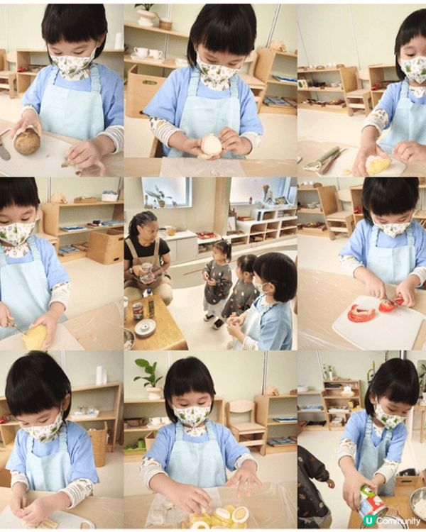 第一張圖在小西灣，準備和旁邊的妹妹一同回幼稚園上暑期班。第二...