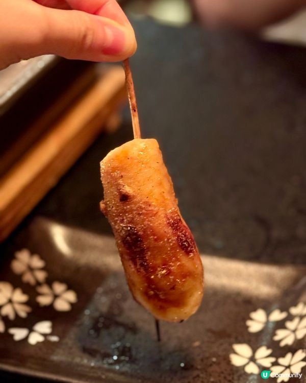 中環性價比高串燒 雞皮墨魚滑外脆內彈
