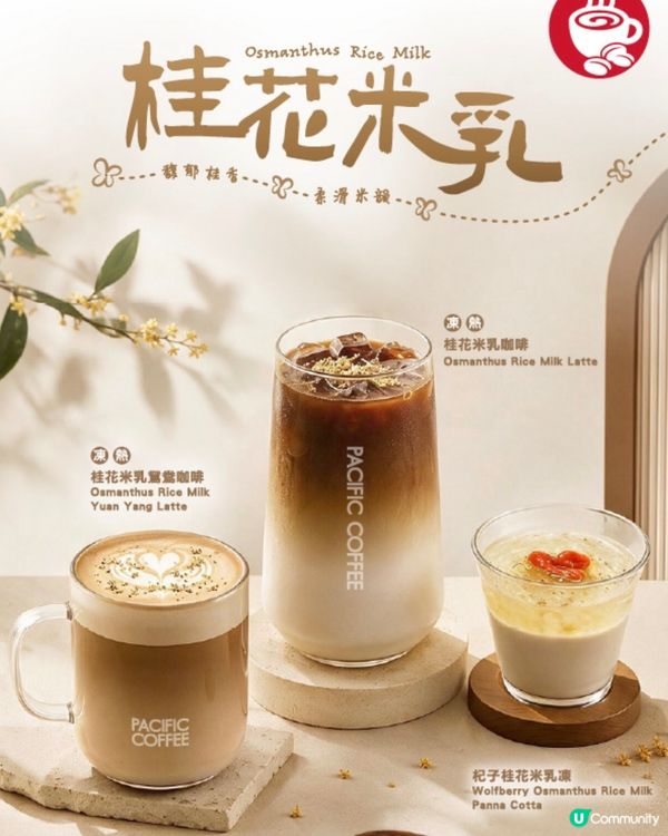 Pacific Coffee 桂花米乳新品推出‼️