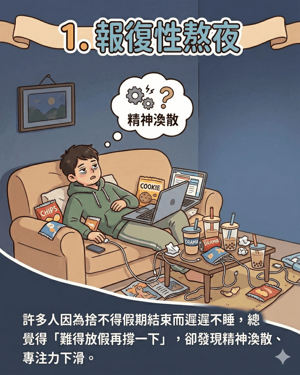 放假後感覺更攰❓10大最常見透支健康行為😰報復性追劇後可用「1方法」護眼