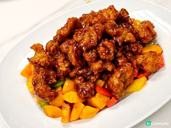 第一二張係私房菜，咕嚕肉及盤龍鱔，第三張係自助山盤菜