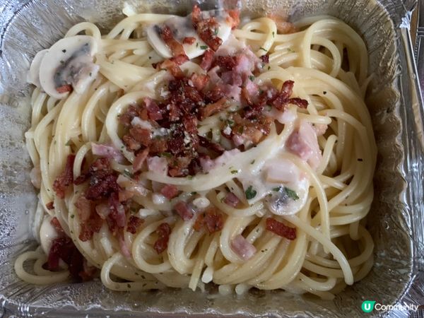 一人獨享晚餐：白汁蘑菇煙肉意粉