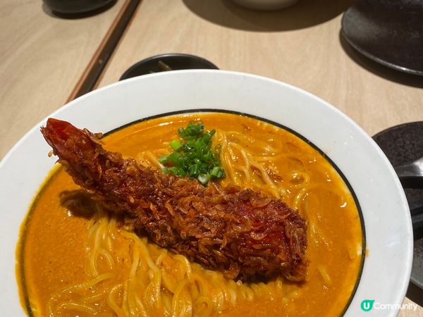 紅磡火夫最出名的虎蝦濃湯麵，湯底好濃，虎蝦好大隻，大滿足！