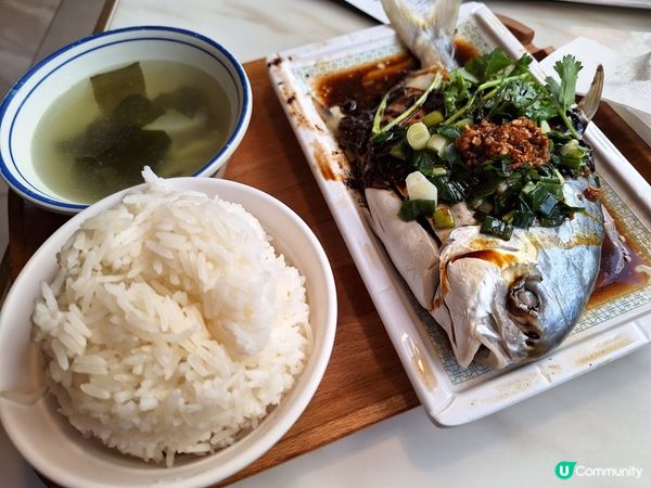 午餐：鼓汁蒸倉魚飯包嘢飲連湯