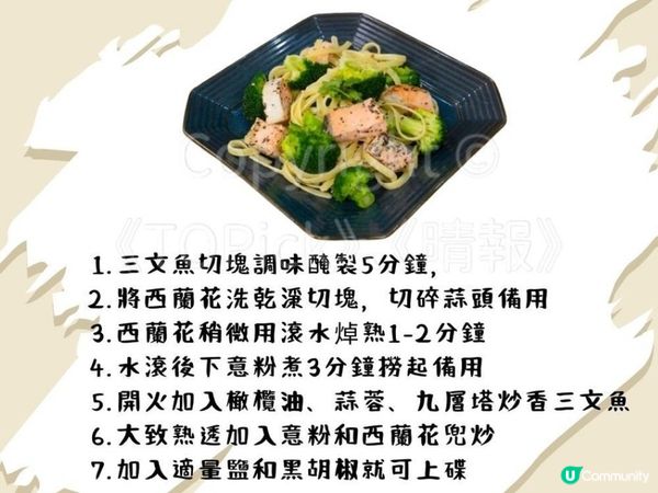 三文魚西蘭花全麥金蒜扁意粉