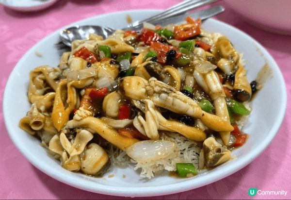 流浮山 明記海鮮酒家 豉油王蝦 豉汁帶子炒米粉底 酥炸生蠔，...