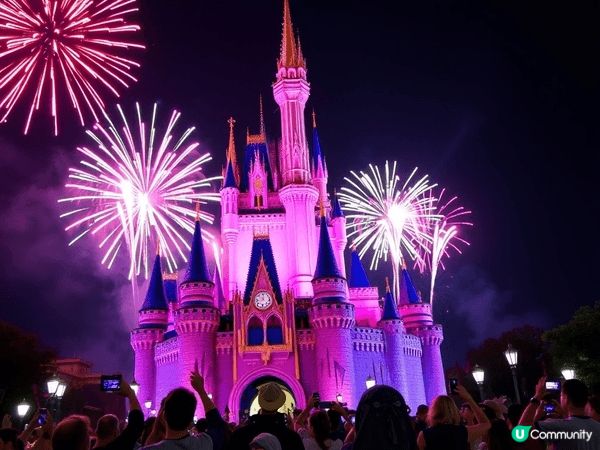 夢幻般的氛圍迪士尼城堡是童話世界的象徵，站在城堡前拍照讓人感...