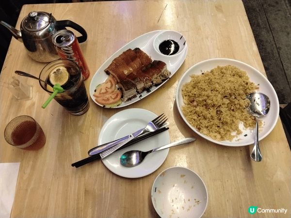 到深井食燒鹅加炒飯，配上冰凍檸檬可樂，簡直是绝配#步步糕升