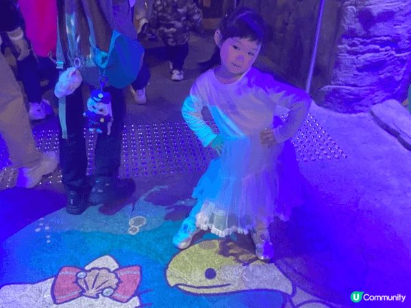 在海洋公園，仔囡就是因為海洋公園有Sanrio主題的公仔，要...