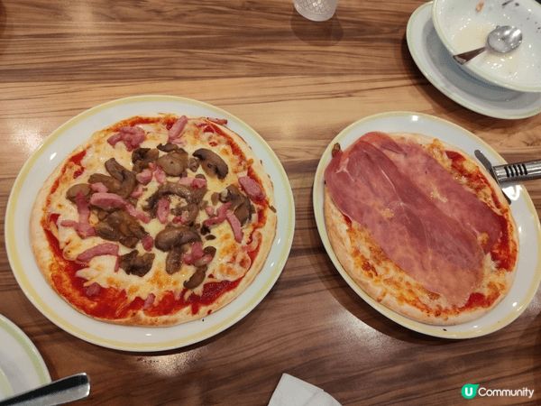 日式烤肉套餐、奶醬豬仔包、炸菜肉絲米、蘑菇煙肉pizza