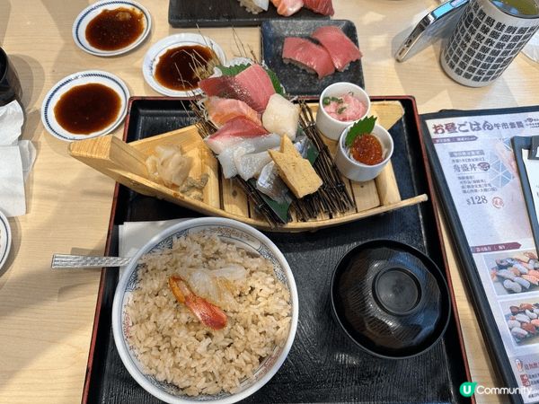 杉玉午市套餐真係抵食！我哋兩個人嗌咗布袋14貫、舟盛丼同中吞...