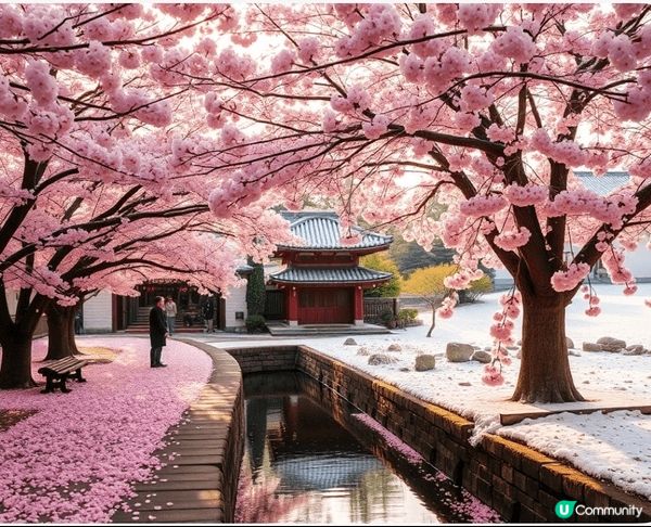 每年春季，運河兩旁的櫻花樹盛開，形成夢幻的粉紅隧道。