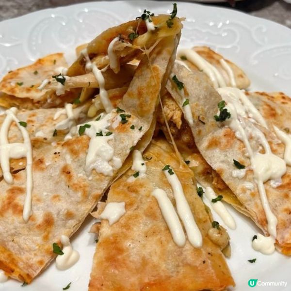 墨西哥辣雞飛餅，餅皮香脆可口，雞肉有傜汁香辣惹味