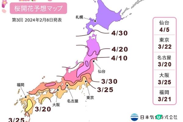 跟著日本櫻花前線賞櫻去吧!!2024日本最新櫻花開花、滿開時間預報