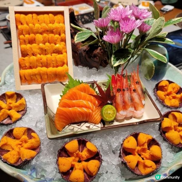 海膽三文魚甜蝦刺身，賣相精緻吸引非常吸引，擺盤一流