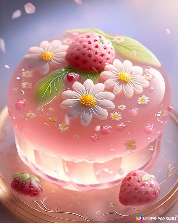 Pink Strawberry Jelly Cake