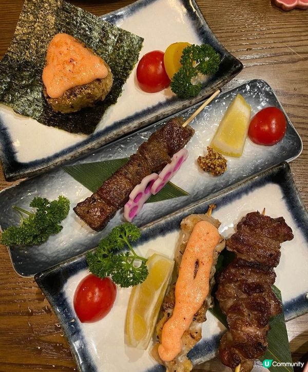 三文魚、和牛串燒～