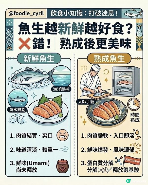 打破🥊迷思🤔！魚生🐟真係越新鮮🍣越好食😋？

