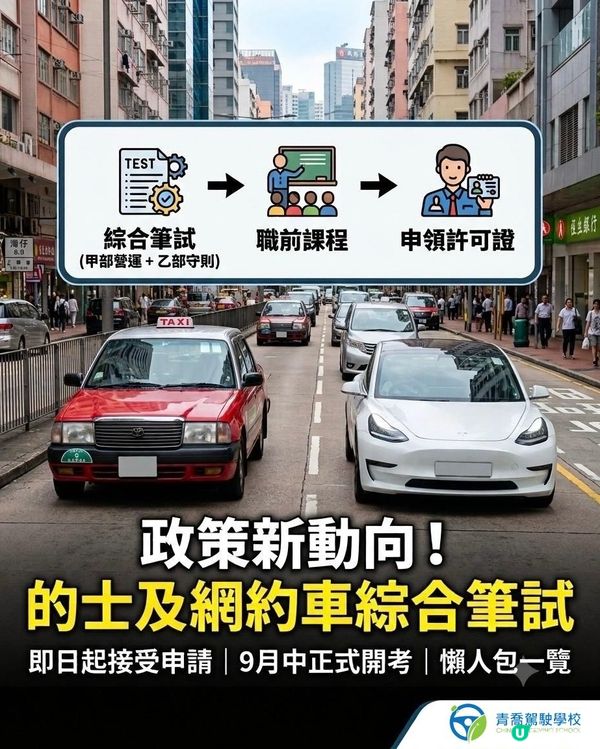 🚕【政策新動向!的士與網約車綜合筆試即日接受申請】