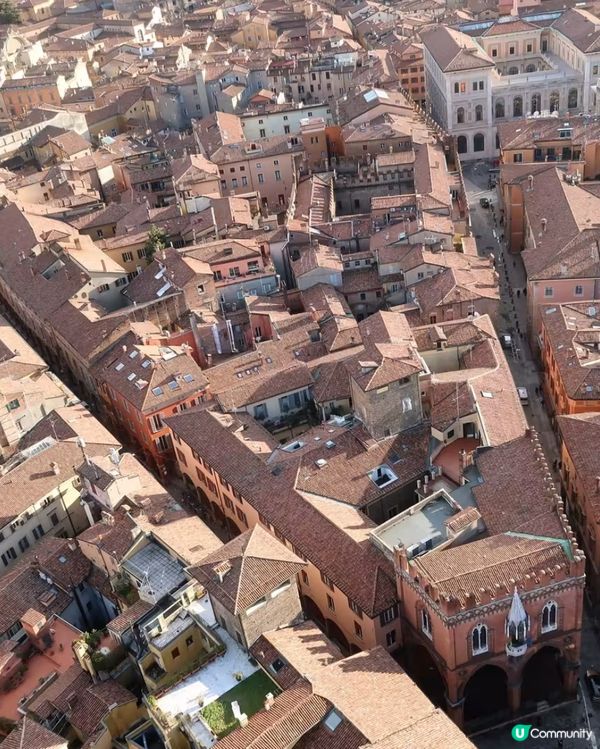 來到意大利的波隆那,不要錯過登上塔頂,看漂亮的古城全景噢!紅...