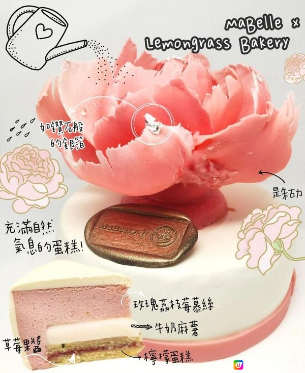 逼真牡丹花蛋糕👀Lemongrass Bakery粉紅牡丹花蛋糕