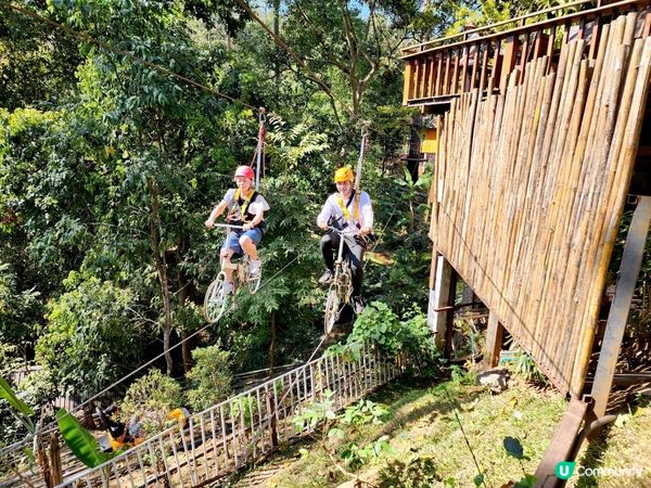 【湄林蒙占山1】飛車越叢林 雙輪走鋼索 網床Cafe觀瀑布