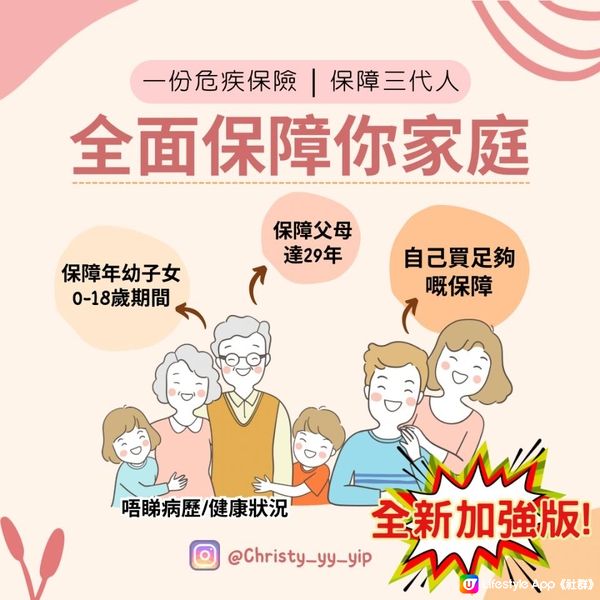 🇭🇰全港首創🔰 一份危疾保全家‼️家人免核保 唔睇病歷！