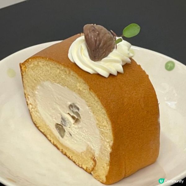 海鹽焦糖栗子卷·有淡淡的栗子味·栗子蓉香滑蛋糕鬆軟