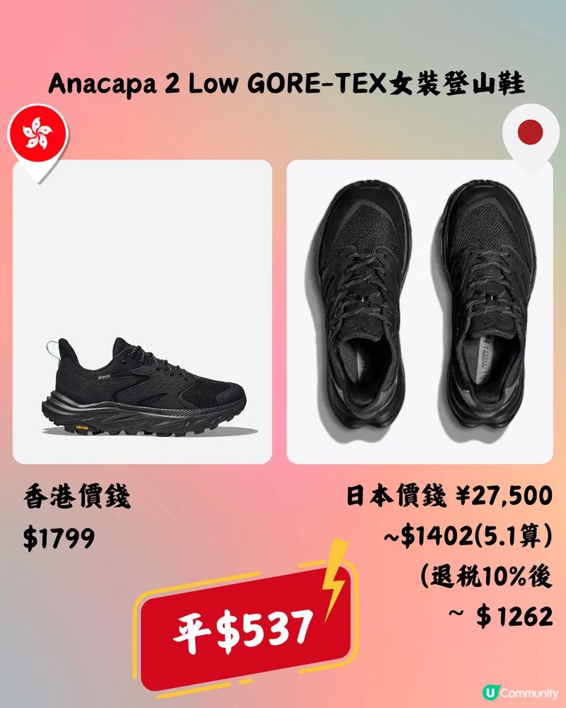 日本買HOKA好抵🔥10大運動鞋款香港VS日本價錢👟➡️