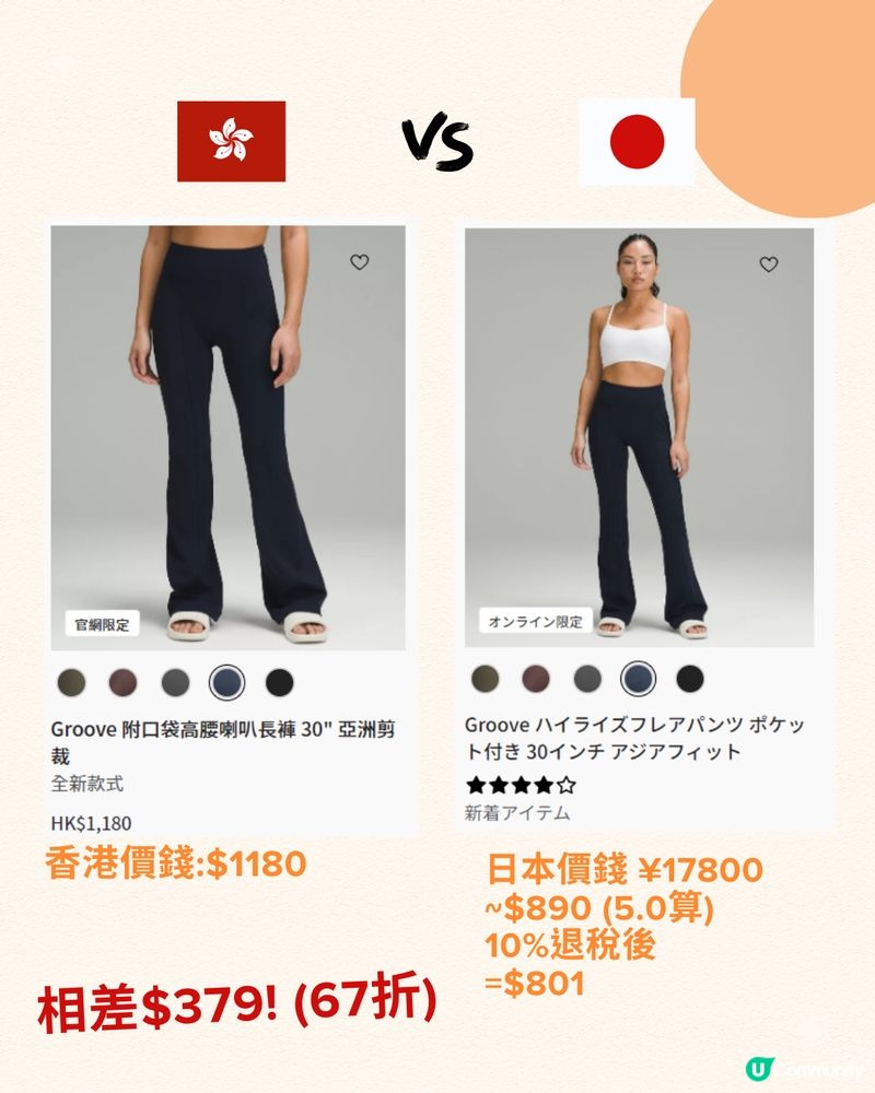 日本必買lululemon低至6折‼️11大人氣商品價錢對比