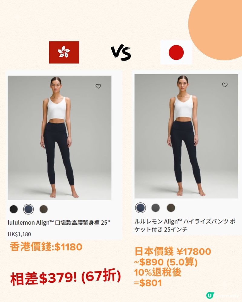 日本必買lululemon低至6折‼️11大人氣商品價錢對比