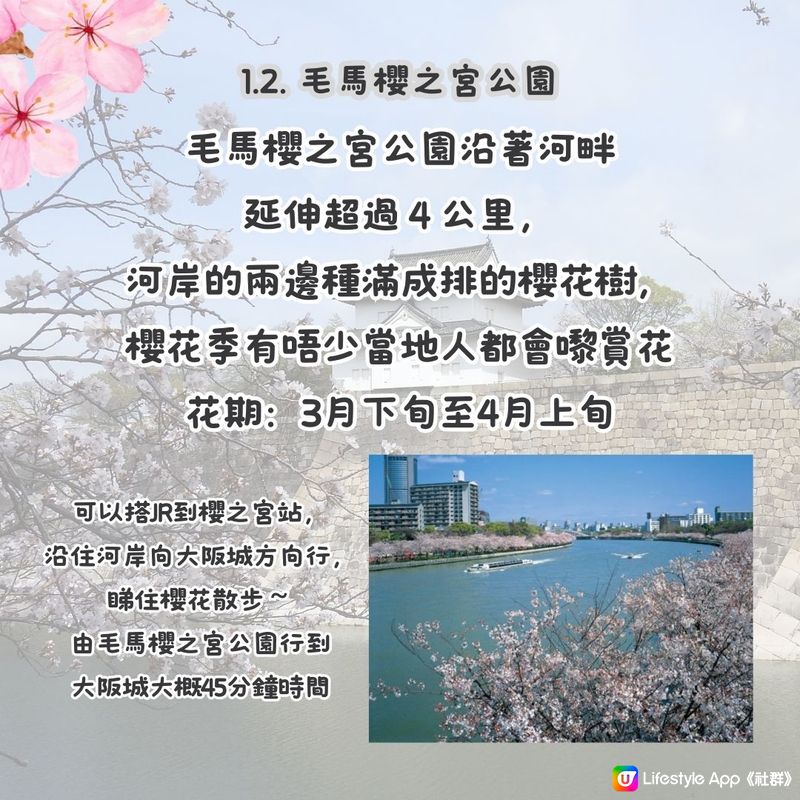 大阪賞櫻路線🌸三個賞櫻點+認識大阪歷史！